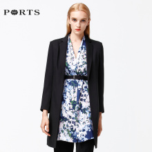 PORTS宝姿女装2018秋季新品简约修身中长风衣外套ALA8T007FWP010图片