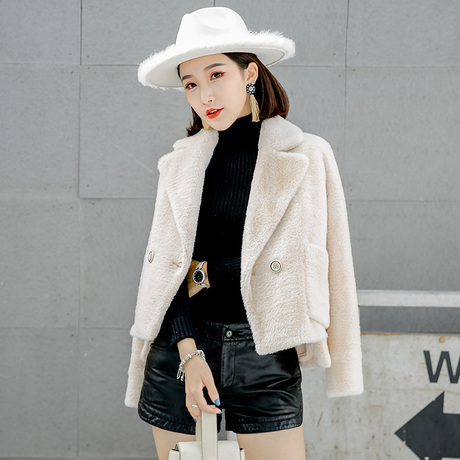 毛呢外套短款仿水黄金貂绒小香风2018新款秋冬小个子呢子加厚女装商品大图