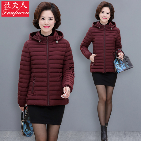 中老年羽绒棉衣女40岁50妈妈轻薄小棉袄2018新款中年冬装棉服外套商品大图