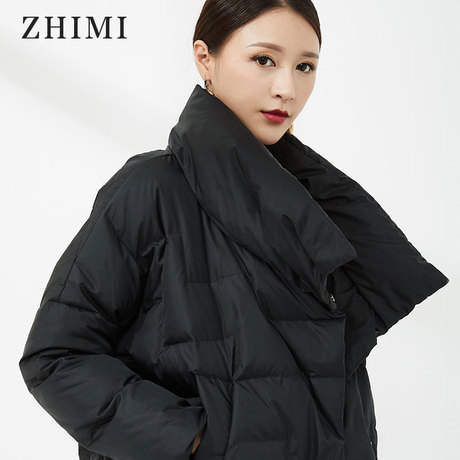 黑色羽绒服女短款2018新款立领时尚女装百搭修身显瘦90白鸭绒外套商品大图