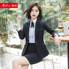 秋装韩版小西装女装正装商务休闲工作服套装黑色一粒扣西服外套ol图片