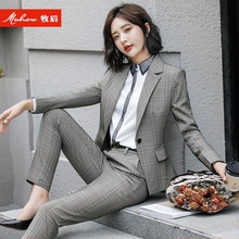长袖小西装女格子外套韩版女装套装职业装修身时尚工作服秋季新款图片