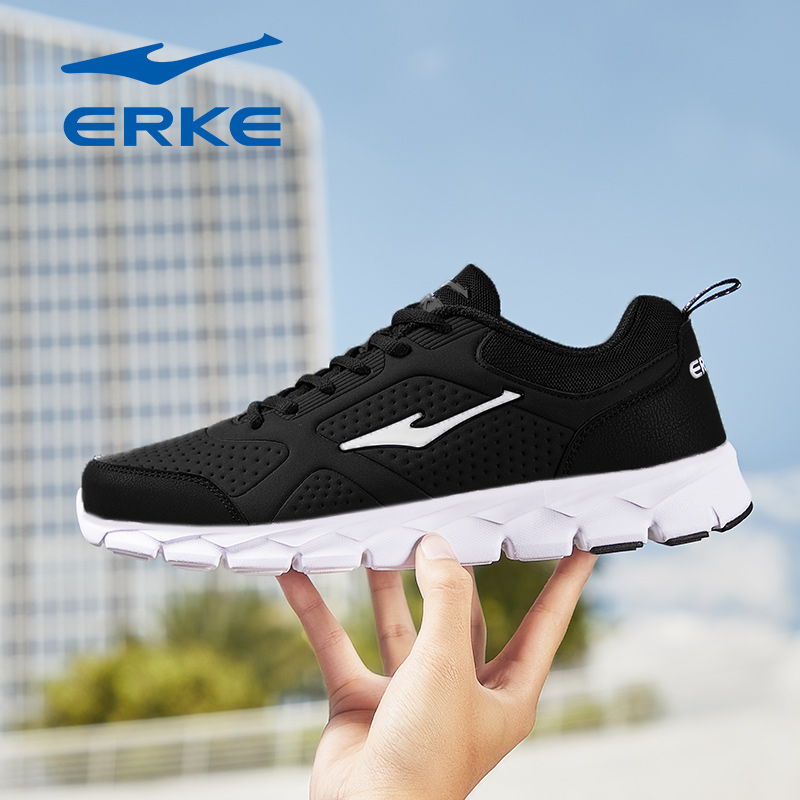 ERKE Men's Shoes Autumn and Winter Slow Running Shoes Leather Soft Sole Middle aged and Elderly Dad's Shoes Casual Sports Shoes Men