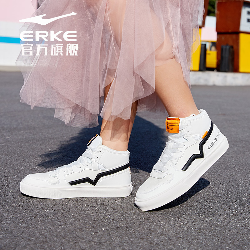 ERKE Women's Board Shoes Spring 2019 New High top Board Shoes Comfortable Wear resistant Non slip Leisure Running Shoes Women's Shoes