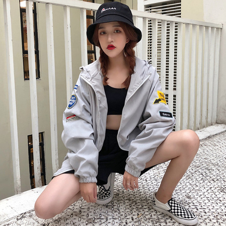2018秋装韩版新款学生宽松原宿风bf中长款棒球服外套女装夹克上衣商品大图