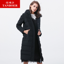 坦博尔2017秋冬新款羽绒服女长款过膝加厚通勤OL修身外套TB17768图片
