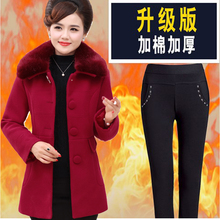 中老年呢子女装纯色妈妈装冬装老人毛呢外套中年春秋装奶奶装上衣图片