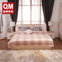 曲美家具家居 卧室家具 现代北欧舒适储物婚床 箱体单人双人床