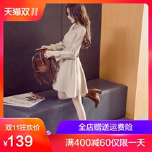 毛呢连衣裙女装2018秋冬新款时尚小香风裙韩版打底修身纯色A字裙图片
