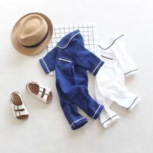 女婴儿宝宝连体衣夏季男童棉麻长袖居家服睡衣薄款儿童空调服哈衣