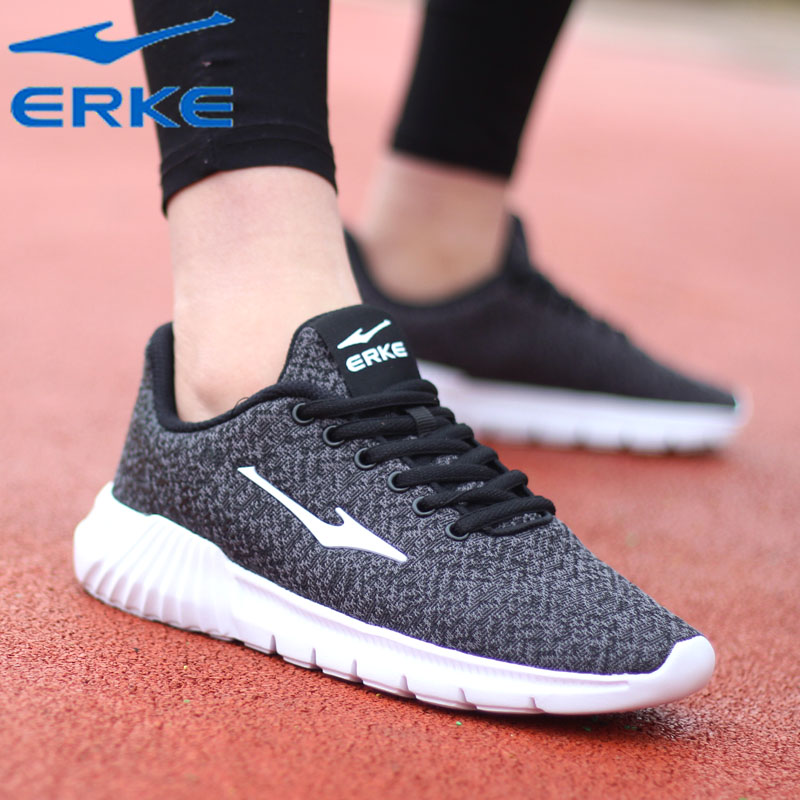 ERKE 2019 New Men's Shoes Autumn Summer Casual Shoes Men's Mesh Breathable Light Board Shoes Black Sneakers