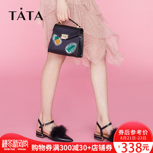 毛绒尖头一字带女凉鞋 TATA FEA06AK8 他她2018春季商场同款