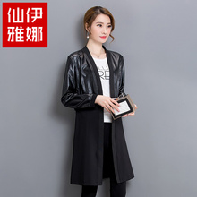 皮衣女2018春秋装新款中长款PU皮风衣韩版女装宽松大码休闲外套潮图片