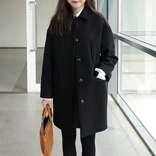 小个子毛呢外套女韩版2019冬季新款学生宽松休闲黑色短款呢子大衣