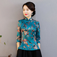 春秋改良旗袍上衣中式复古中老年妈妈唐装汉服七分袖修身显瘦女装图片
