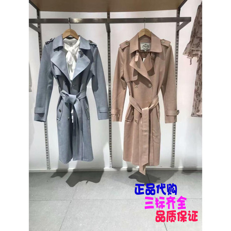 拉夏贝尔Puella2018秋装新款时尚双排扣中长款风衣外套女20012432商品大图
