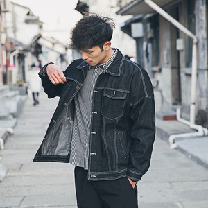 男士工装薄牛仔夹克外套