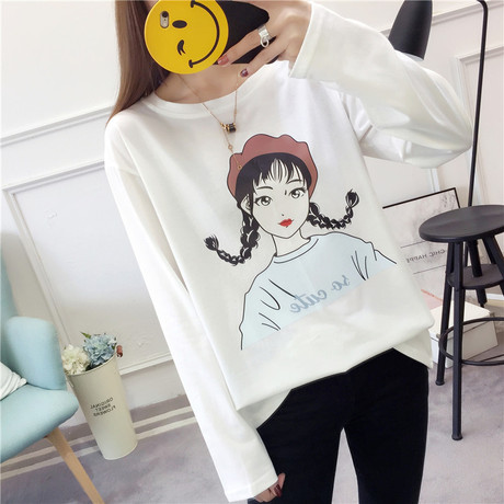 ulzzang百搭长袖女学生宽松韩版t恤女装秋季2018新款ins潮上衣服商品大图