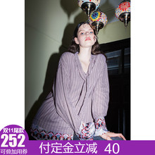两三事靡靡边界2018冬装新款复古印花拼接格子纯棉衬衫女长袖上衣图片