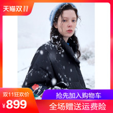 两三事慢热共和体2018冬装新款复古印花高领加厚羽绒服女宽松外套图片