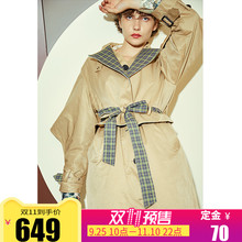【预售】两三事夜探戈尔登2018冬装新款翻领系带棉服女中长款图片
