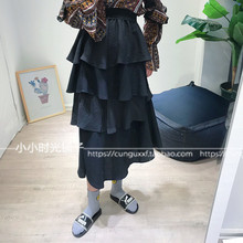女款 新款 长裙热卖 蛋糕裙多层松紧腰显百搭淑女复古韩版 18春夏