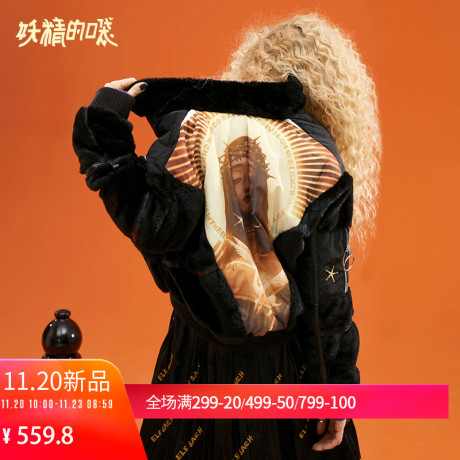 妖精的口袋Y秋冬2018新款短款保暖派克服显瘦时尚加厚仿皮草女潮R商品大图