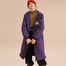 妖精的口袋宽松棉服韩版冬装2018新款紫色长款外套大衣保暖棉衣女图片