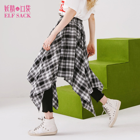 妖精的口袋旗舰店秋装2018新款韩版学院风chic棉质半身裙中长款女商品大图