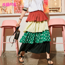 妖精的口袋旗舰店2018夏装新款半身裙撞色少女心仙女chic中长裙女图片