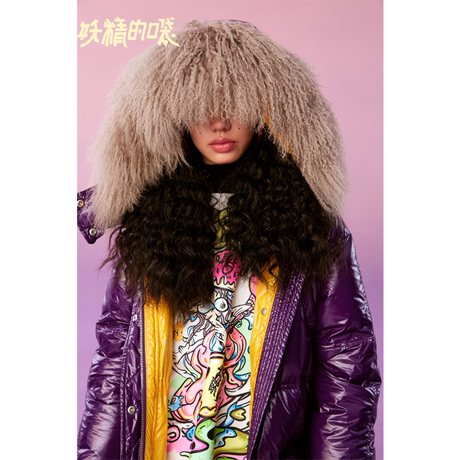妖精的口袋中长款大毛领羽绒服女韩版冬装2018新款鸭绒宽松外套商品大图