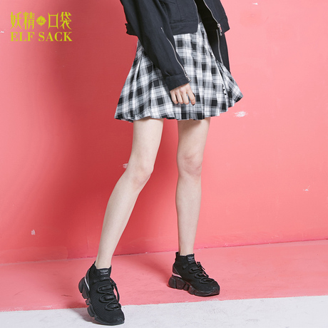 妖精的口袋旗舰店2018新款秋装韩版复古字母百褶裙半身短裙女裙子商品大图