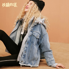 妖精的口袋棉服牛仔外套复古秋装2018新款宽松原宿风牛仔棉衣女潮图片