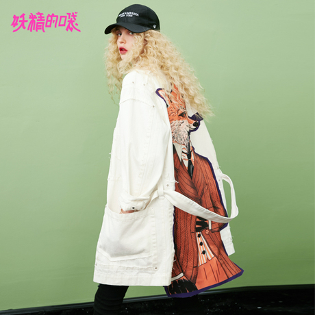 妖精的口袋风衣女中长款韩版秋装2018新款系带欧货休闲外套女M商品大图
