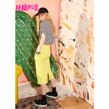 妖精的口袋夏装2018新款纯色chic原宿风纯棉a字半身中长裙女J图片