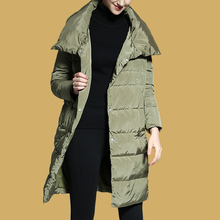 ZIMMUR2018冬季新品 简约长袖优雅气质 中长款白鸭绒羽绒服图片