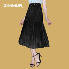 ZIMMUR18秋季新品 时尚经典百褶简约 高腰系带百搭修身显瘦半身裙图片