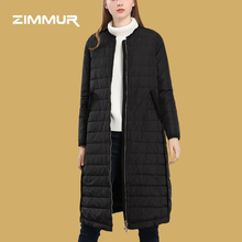 ZIMMUR18年冬装新品 时尚高端修身长款保暖 90%白鸭绒女士羽绒服图片