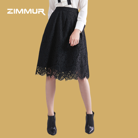 ZIMMUR2018秋季新款女装通勤时尚潮流简约百搭蕾丝半身裙商品大图