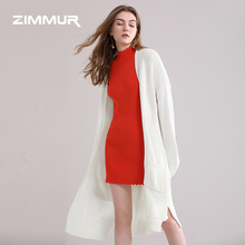 ZIMMUR秋冬新款2018针织衫毛衣宽松开衫外套中长款休闲空调衫女图片