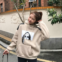 卫衣2018新款秋冬女装韩版宽松连帽加绒加厚套头pp home超火外套图片