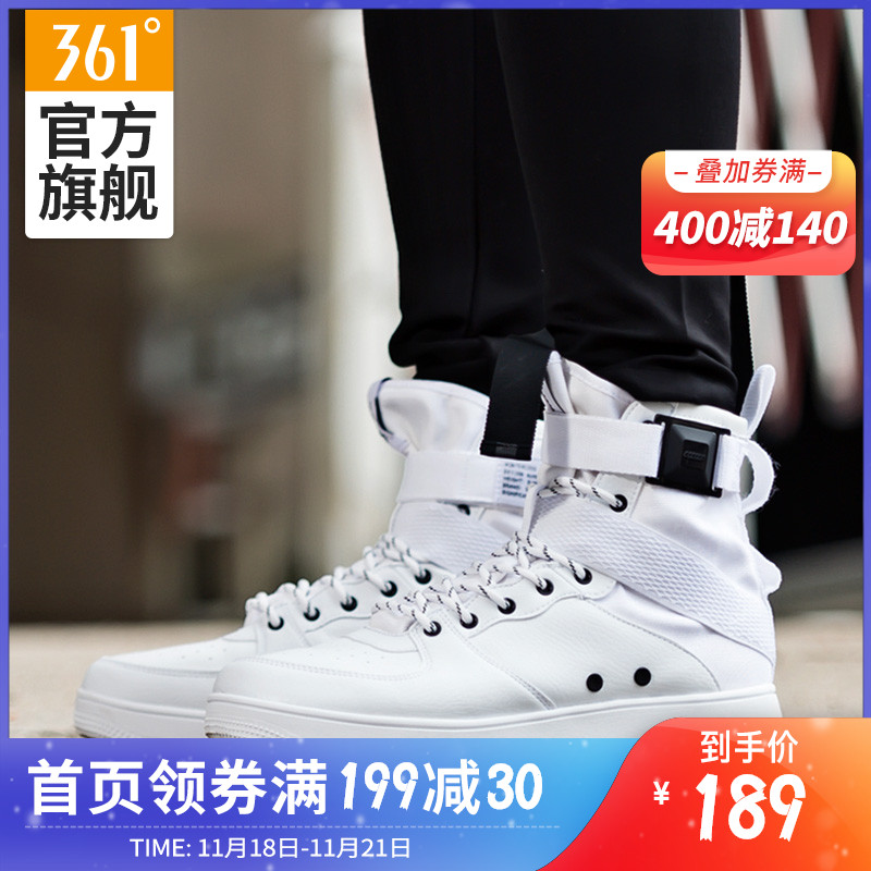 361 Men's Shoe Board Shoes Men's Autumn Winter High top Casual Shoes Air Force One White Fashion Shoes Sneakers