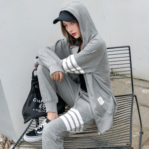 运动服套装女外套早春秋季新款时尚韩版宽松连帽卫衣休闲两件套潮