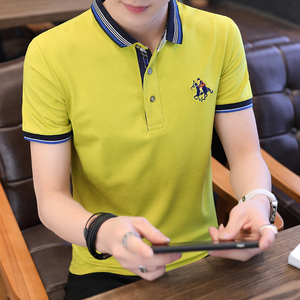 polo衫男士t恤纯棉夏季短袖男丝光棉翻领体恤韩版潮流夏装保罗衫