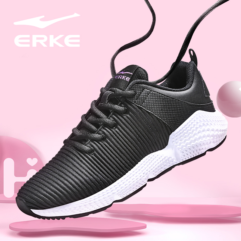 ERKE Women's Shoes Sports Shoes Women's Spring 2019 New Fashion Running Casual Shoes Anti slip Wear resistant Thick soled Shoes