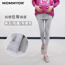 孕妇打底裤裙秋冬加厚纯棉假两件孕妇裙裤冬季包臀裙托腹加绒裤子
