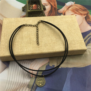 手作原宿硬妹双层仿皮绳项链