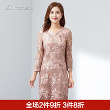 婚礼妈妈装2018夏秋新品妈妈婚宴礼服婚礼婆婆装连衣裙中老年女装图片