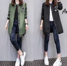 大码女装胖mM休闲外套女2018秋冬新款中长款夹克显瘦遮肚子棒球服图片