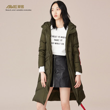 爱客女装2018秋装新款百搭休闲羽绒棉服外套女中长款BF棉衣女图片